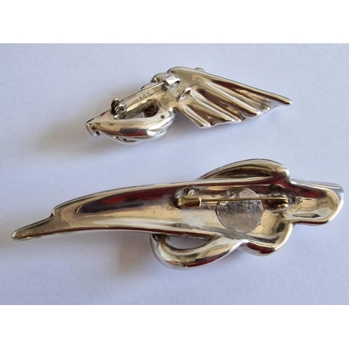 80 - 2 x Decorative Hand Made Silver (.925) Broaches from South Africa, One with Gold Plated Decoration, ... 