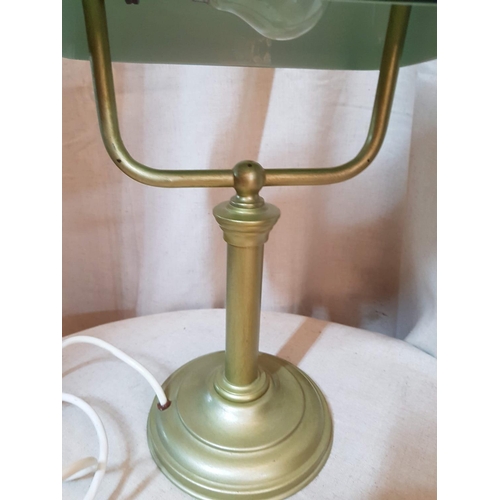 261 - Vintage Style Bankers Lamp, Brass Effect and Green Glass