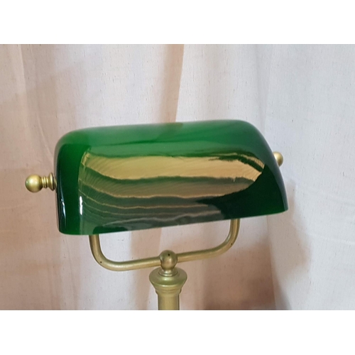 261 - Vintage Style Bankers Lamp, Brass Effect and Green Glass