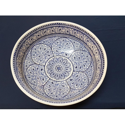 264 - Blue and White Huge Salad / Fruit Bowl (Ø38 x H:14cm)