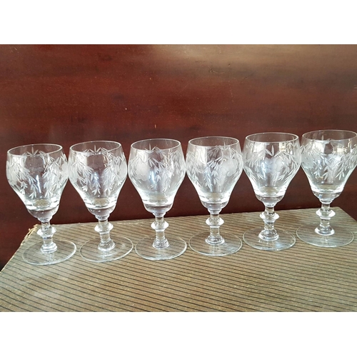 275 - Set of 6 x Vintage Engraved Liquor Glasses Together with Set of 3 x Vintage Liquor Glasses with Engr... 