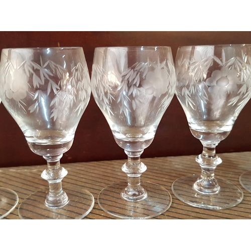 275 - Set of 6 x Vintage Engraved Liquor Glasses Together with Set of 3 x Vintage Liquor Glasses with Engr... 