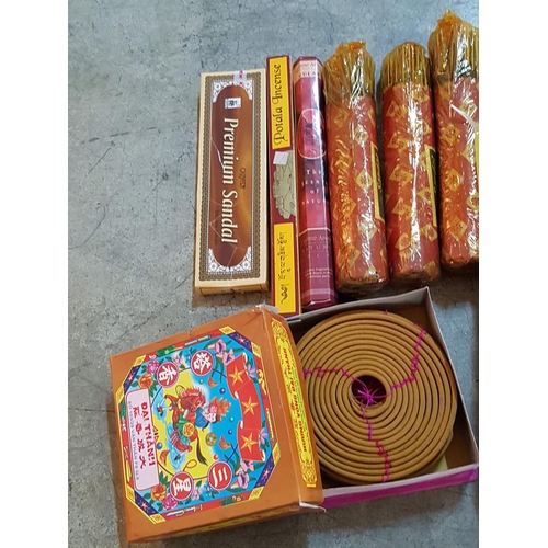 495 - Assorted Candles , Candle Holders and Large Collection of Incense.