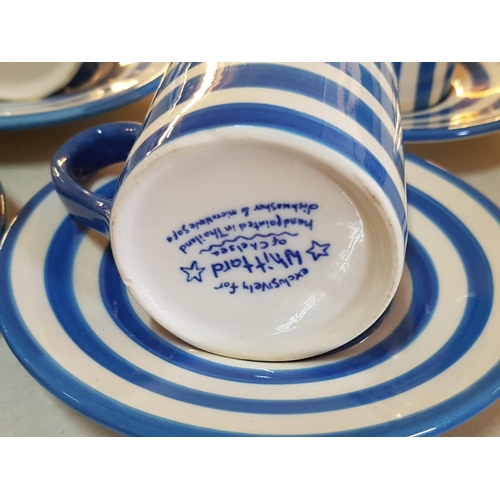 503 - Blue / White Breakfast Set for 4 x (4 x Corn Flakes Bowls and 4 + 4  Cups and Saucers)