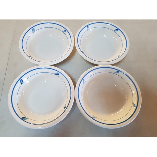 503 - Blue / White Breakfast Set for 4 x (4 x Corn Flakes Bowls and 4 + 4  Cups and Saucers)