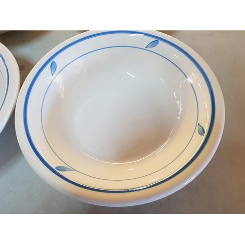 503 - Blue / White Breakfast Set for 4 x (4 x Corn Flakes Bowls and 4 + 4  Cups and Saucers)