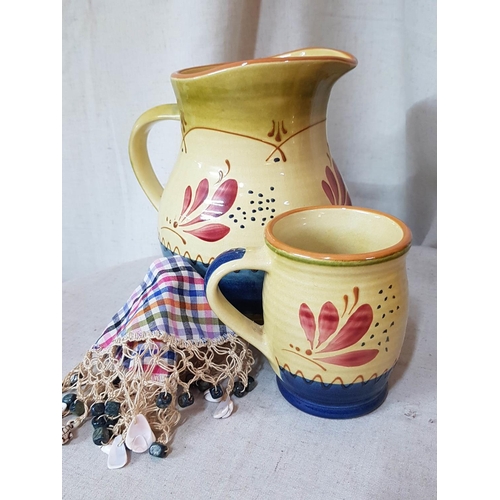 504 - Rustic Style Ceramic Water Jug with Matching Mug (Marks & Spencer, Tuscany) and Pair of Vases Sia Co... 