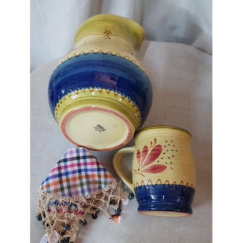 504 - Rustic Style Ceramic Water Jug with Matching Mug (Marks & Spencer, Tuscany) and Pair of Vases Sia Co... 