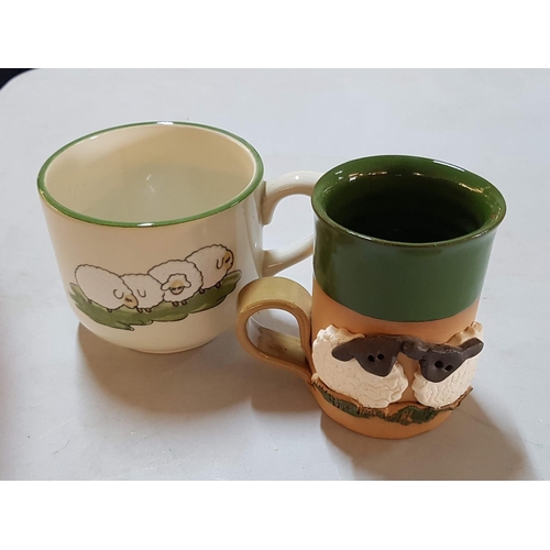 507 - Assorted Collection of Sheep Pattern Items inc; Water Jug, Ceramic Mugs Jugs, Figurines, Mugs etc