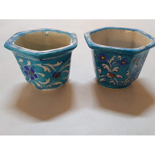 509 - Pair of Ceramic Turquoise Collection Small Plant Pots, 2 x Turquoise Glass Small Vases and One Other... 