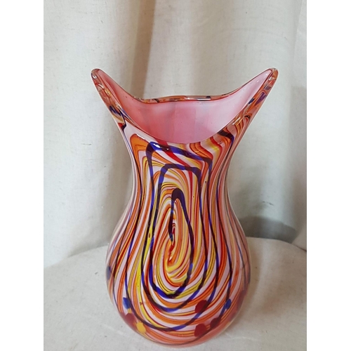 519 - Murano Glass Heavy Glass Colourful Vase (H:30cm)