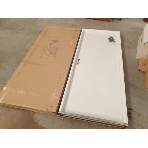 722 - White Colour Metallic Door with Handles, Un-Used in Box (Approx 90 x 210cm)