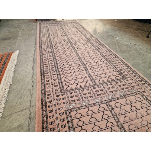 534 - Large Runner Carpet, Pale Pink Body Colour with 4 x Patterned Oblongs and Decorative Border, (Approx... 