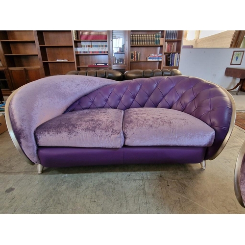 85 - Designed 'Neiri' Purple Leather and Fabric Sofa Set, Comprising 3-Seater Sofa, 2-Seater Sofa and Mat... 