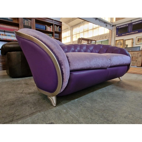 85 - Designed 'Neiri' Purple Leather and Fabric Sofa Set, Comprising 3-Seater Sofa, 2-Seater Sofa and Mat... 