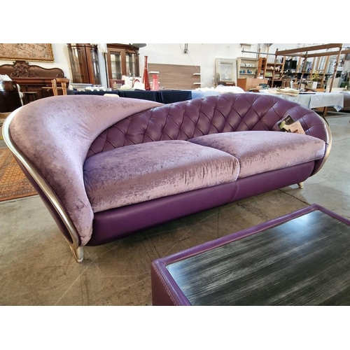 85 - Designed 'Neiri' Purple Leather and Fabric Sofa Set, Comprising 3-Seater Sofa, 2-Seater Sofa and Mat... 