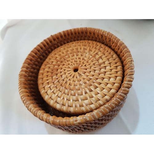 536 - Woven Rattan / Coconut Nut Oriental Vintage Style Kitchen Tools; Plate, Coasters, Ladles and Others ... 