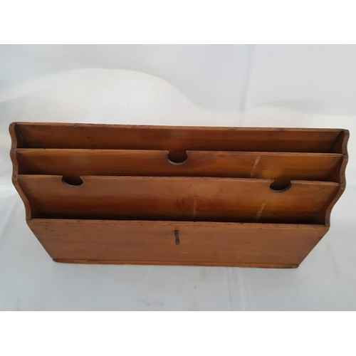 537 - Vintage Wooden Desk Organizer Wooden Letter / Bill Holders and Writing Box (A/F)