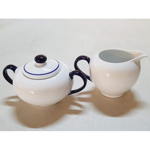 277 - Habitat Nil Porcelain Tea Set inc; Teapot, Sugar Bowl with Lid / Cream Jar and 2 x Breakfast Bowl (x... 