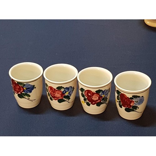 511 - Lilien Porcelain Austria Hand Painted Jug (H:19cm) and 4 x Matching Cups (H:7.5cm each) Decorative w... 