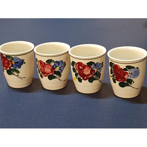 511 - Lilien Porcelain Austria Hand Painted Jug (H:19cm) and 4 x Matching Cups (H:7.5cm each) Decorative w... 