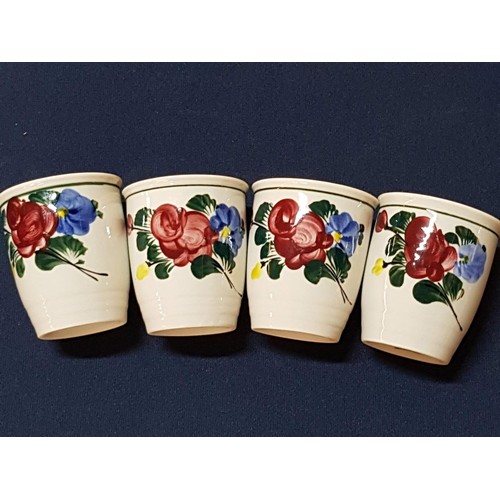 511 - Lilien Porcelain Austria Hand Painted Jug (H:19cm) and 4 x Matching Cups (H:7.5cm each) Decorative w... 