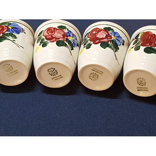 511 - Lilien Porcelain Austria Hand Painted Jug (H:19cm) and 4 x Matching Cups (H:7.5cm each) Decorative w... 