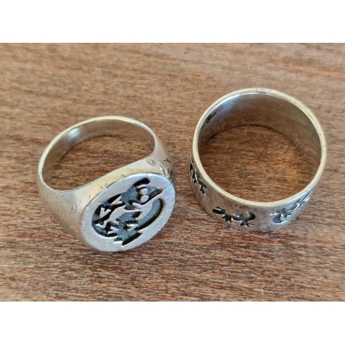 724 - 2 x Sterling Silver Rings with Gecko Designs, (2)