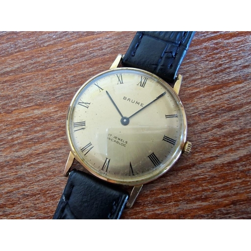 726 - Vintage Baume Gents Wrist Watch, Swiss Made, 17 Jewells, Gold Tone Case with Stainless Steel Back on... 