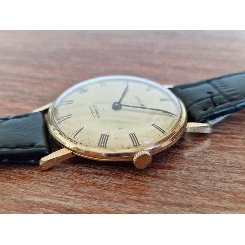 726 - Vintage Baume Gents Wrist Watch, Swiss Made, 17 Jewells, Gold Tone Case with Stainless Steel Back on... 