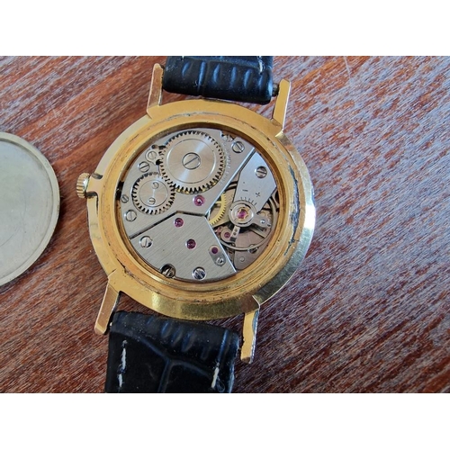 726 - Vintage Baume Gents Wrist Watch, Swiss Made, 17 Jewells, Gold Tone Case with Stainless Steel Back on... 