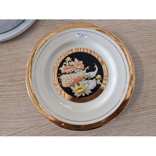 729 - Marble Effect Cheese Dome, Together with Chokin Plate with Peacock Decoration and Haas Czjzek Shaped... 