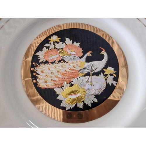 729 - Marble Effect Cheese Dome, Together with Chokin Plate with Peacock Decoration and Haas Czjzek Shaped... 