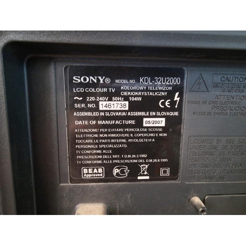 733 - Sony Bravia 32'' TV, (Model: KDL-32U2000) with Manual and Remote, Together with 3-Tier Light Wood an... 