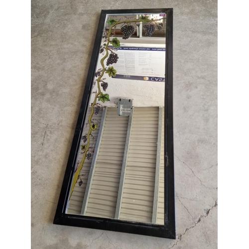 735 - Rectangular Wall Mirror in Black Finish Metal Surround and Grape Decoration Applied, (Approx. 49 x 1... 