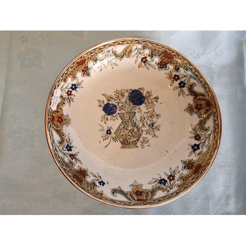 739 - Antique Porcelain Deep Dish in Blue & White Oriental Pattern, (Approx. 33 x 26 x 6cm), Together with... 