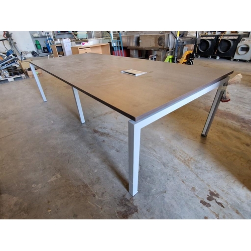 762 - Large Modern Rectangular Conference Table, Wenge Colour Top with Metal Legs and Sockets with Cover i... 