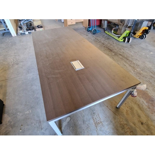 762 - Large Modern Rectangular Conference Table, Wenge Colour Top with Metal Legs and Sockets with Cover i... 