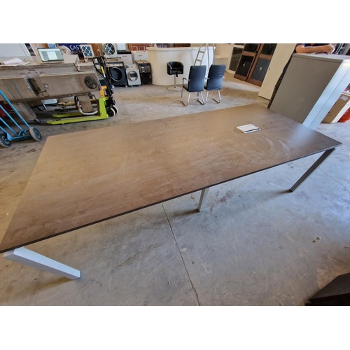 762 - Large Modern Rectangular Conference Table, Wenge Colour Top with Metal Legs and Sockets with Cover i... 