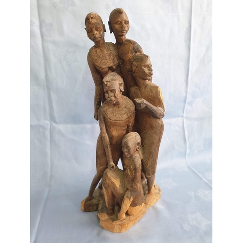 768 - Solid Hard Wood African Family Tree of Life Carving (Approx. H:36cm)