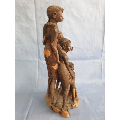 768 - Solid Hard Wood African Family Tree of Life Carving (Approx. H:36cm)