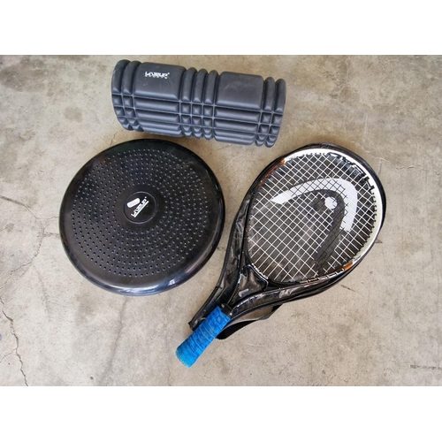 772 - 'Head' Racket Ball Racket, 'Liveup' Massage Roller and Wobble Cushion (3)