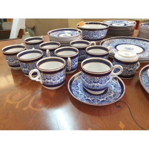 589 - Large Collection of Antique Royal Worcester 'Royal Lilly' Table Ware (Circa 1880), in Blue & White C... 