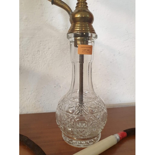 594 - Large Shisha Pipe with Heavy Glass Base and Turned Metal Top (Approx. H: 58cm), (a/f)