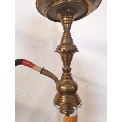 594 - Large Shisha Pipe with Heavy Glass Base and Turned Metal Top (Approx. H: 58cm), (a/f)