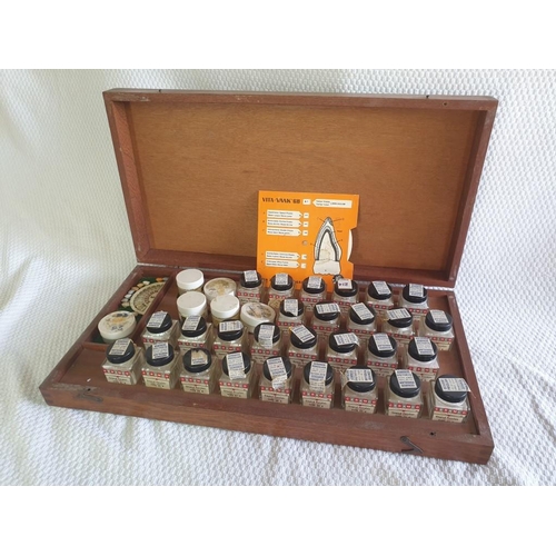 607 - Large Dental Collection; Assorted 'Ceramco' Porcelain Powder Jars For Dentures, in Fitted Wooden Cas... 