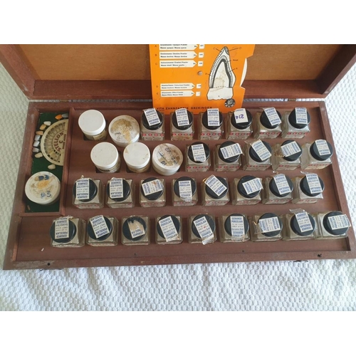 607 - Large Dental Collection; Assorted 'Ceramco' Porcelain Powder Jars For Dentures, in Fitted Wooden Cas... 