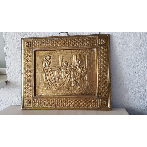 613 - Vintage Brass Relief Fire Screen (Approx. 58 x 48cm)