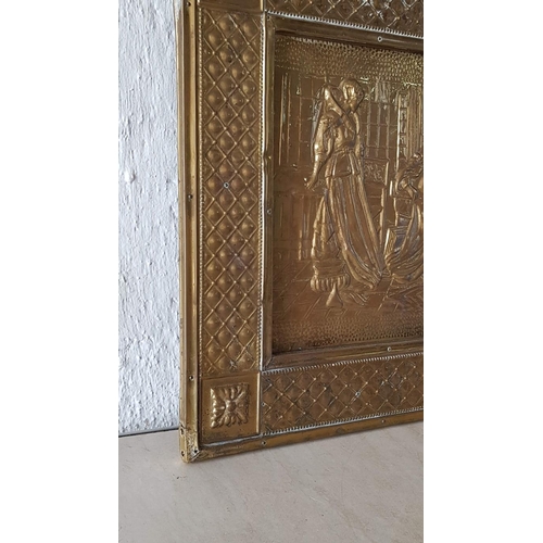 613 - Vintage Brass Relief Fire Screen (Approx. 58 x 48cm)