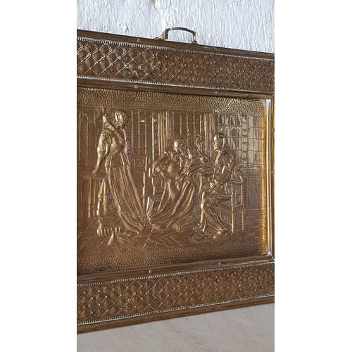 613 - Vintage Brass Relief Fire Screen (Approx. 58 x 48cm)